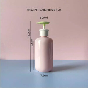 Chai Nhựa PET Tròn Hồng Vòi Nhấn Dẹp 500ml 01