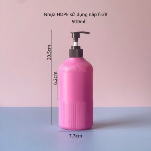 Chai Nhựa HDPE Hồng Sọc Vòi Nhấn Sọc Đen 500ml
