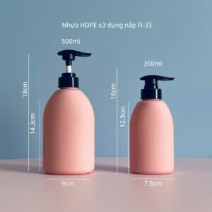 Chai Nhựa HDPE Hồng Vai Bầu Tròn Vòi Nhấn Đen