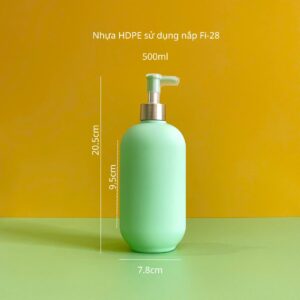 Chai Nhựa HDPE Xanh Hình Trụ 500ml Vòi Nhấn Kẹp Xanh