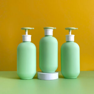 Chai Nhựa HDPE Xanh Hình Trụ 500ml Vòi Nhấn Dẹp Xanh